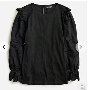 NWT JCrew Ruffle-trim Eyelet Top in Vintage Rib